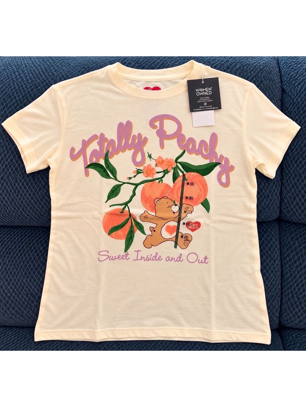 Care Bears Totally Peachy Girls Size 8 Medium Graphic T-Shirt NWT